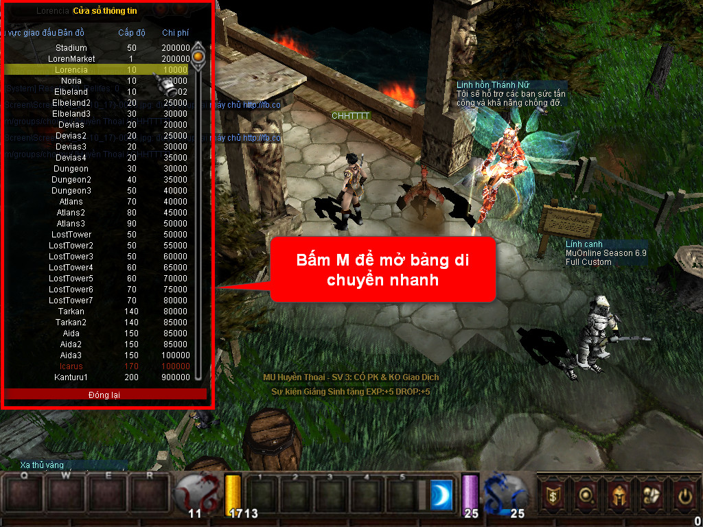 Chức năng chính của Game MU Uy Long Chức năng chính của Game MU Uy Long