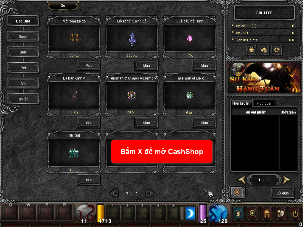 Chức năng chính của Game MU Uy Long Chức năng chính của Game MU Uy Long